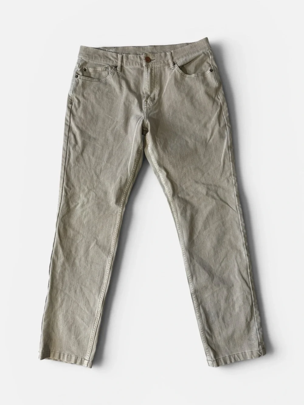 Mugsy mens 32x30 tan slim fit stretch denim jeans EUC